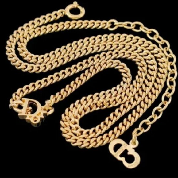 Christian Dior Gold Logo Chain Necklace GERMANY - Picture 1 of 9